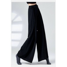 Women Solid Color Tie Waist Casual Swing Pants With Pocket