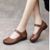 Chocolate Flat Shoes Genuine Leather Fine Embossed Flat Feet Shoes