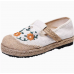 Grey Embroideried Flats Cotton Linen Fabric Boutique  Flat Feet Shoes