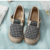 Women Navy Embroideried Splicing Flat Shoes Cotton Linen Fabric