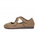 Splicing Brown Flat Feet Shoes Buckle Strap Flats