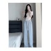 Women Cotton Solid Color Casual High Waist Pants With Pocket