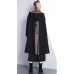 New black Winter coat oversize Hooded zippered outwear fine pockets trench coat